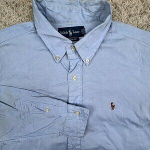 Ralph Lauren Button Up Shirt Men’s Cotton Long Sleeve 16 34/35 Blue Classic Fit
